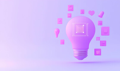 Poster - Illuminated Insight, a glowing lightbulb encasing AI text, surrounded by digital circuitry, symbolizing innovation and technology integration