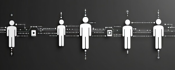 Global network connection, digital people, online communication, data flow background. Website banner