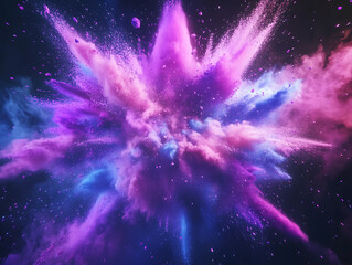 Poster - Colorful explosion of powdered pigments creative studio abstract art dynamic environment aerial view art concept