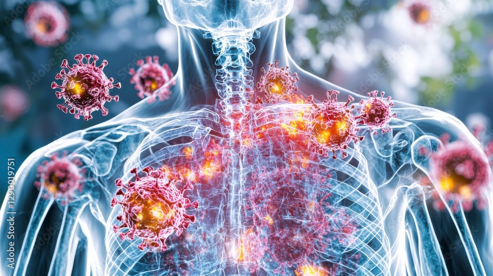Microscopic digital showing the spread of a viral outbreak throughout ...