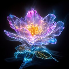 Poster - Mesmerizing abstract digital art showcasing an ethereal vibrant and dynamic floral explosion of captivating color light and energy  This surreal and visionary artwork evokes a sense of wonder