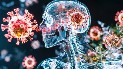 Poster - microscopic view of the coronavirus structure causing the global covid 19 pandemic medical science c