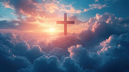 Aufkleber - cross of jesus christ in the sky illustration for religious design