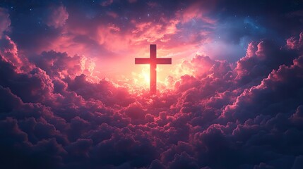 Aufkleber - cross of jesus christ in the sky illustration for religious design