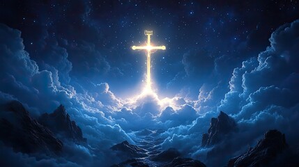 Aufkleber - cross of jesus christ in the sky illustration for religious design