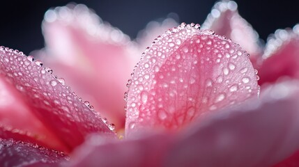 Aufkleber - Close-up of Dewy Pink Flower Petals in Soft Light