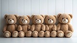 cute teddy bears on white background with copy space retro toned
