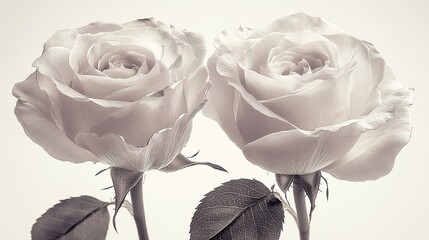Aufkleber - delicate beauty black and white roses isolated on white background