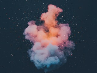 Poster - dynamic colorful smoke explosion in dark space abstract art digital artwork artistic environment clo