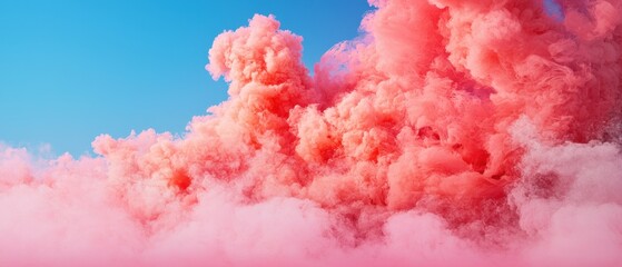 Poster - Vibrant pink smoke explosion outdoor festival nature setting eye-level perspective creative art concept
