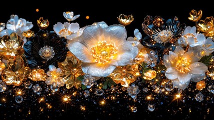 Poster - Exquisite collection of sparkling gemstone ornaments and crystals illuminated by dramatic lighting creating a dazzling glittering texture and opulent luxurious backdrop