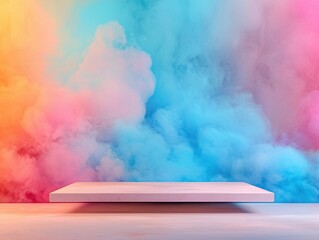 Poster - Vibrant colorful smoke display studio abstract art digital background eye-level contemporary concept