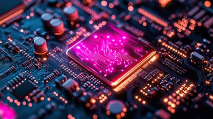 Poster - elegant blueprint of smartphone on circuit board with intricate details and lines symbolizing technical precision timeless design modern minimalism