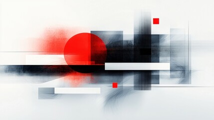 Poster - minimalist and modern abstract composition featuring a dynamic arrangement of geometric shapes lines
