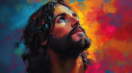 Poster - jesus christ colorful portrait digital painting