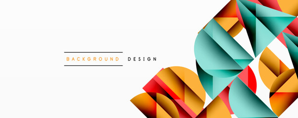 Wall Mural - Minimal geometric abstract background. Circle square and triangle design