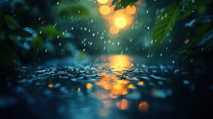 Aufkleber - light and rain on green lush nature