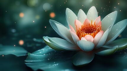 Aufkleber - lotus flower design on a green background with architectural blueprint elements symbolizing growth and innovation in technology engineering or architecture