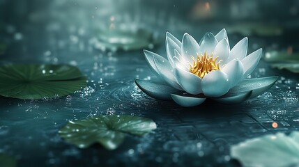 Aufkleber - lotus flower design on a green background with architectural blueprint elements symbolizing growth and innovation in technology engineering or architecture