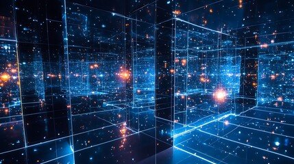 Poster - Futuristic abstract background with glowing lines. 3D Rendering
