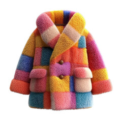 3d cartoon wool coat, cozy and vibrant, isolated on white background. cutout png
