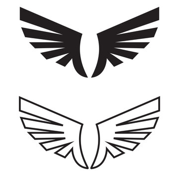Wings  icon.  Wings  is ideal for logo, emblem, badge design. Vector illustration. EPS 10/AI