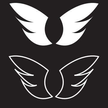 Wings  icon.  Wings  is ideal for logo, emblem, badge design. Vector illustration. EPS 10/AI
