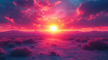 Leinwandbilder - neon text art in dreamy landscapes sunset in the desert with the inscription be still