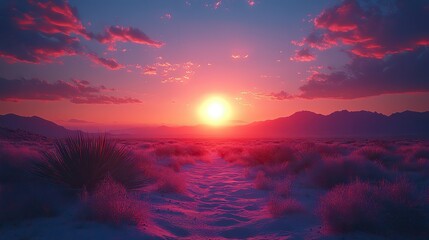 Leinwandbilder - neon text art in dreamy landscapes sunset in the desert with the inscription be still