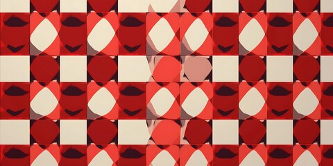 Fototapete - Abstract seamless minimalistic red checkered pattern. minimalistic vector. Illustrations ,

