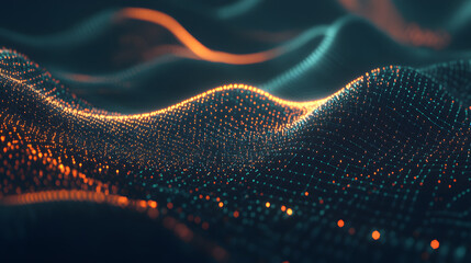 Poster - Computer screen displaying a digital wave pattern with vibrant colors and abstract design elements