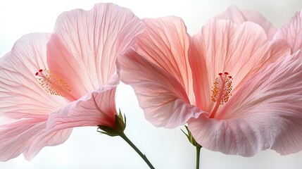 Aufkleber - pale pink hibiscus with translucent petals isolated on white background