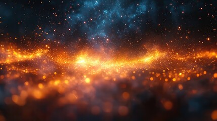 Poster - particle collision bright intense burst of energy bright and colorful particle tracks dark background