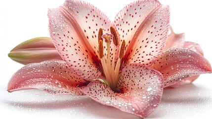Aufkleber - pink lily with translucent petals isolated on white background