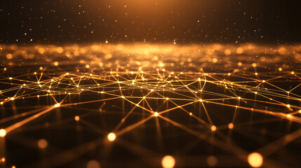 Poster - abstract image featuring numerous lines and dots on a dark background creating a modern digital desi