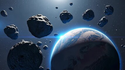 Wall Mural - exploration of asteroids surrounding earth in the vastness of space with stunning cosmic visuals