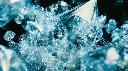 Poster - Close up of a cluster of colorful crystals displaying various shapes and textures on a black background