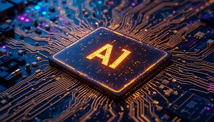 Aufkleber - AI Chip Technology on Circuit Board