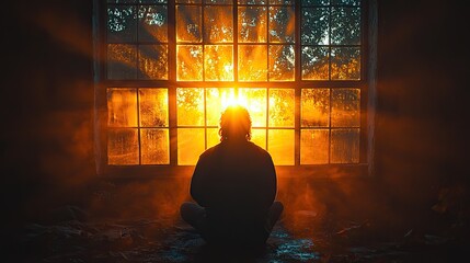 Poster - silhouette of jesus against the window