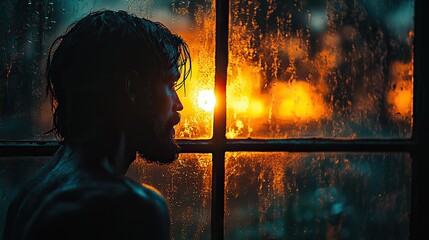Poster - silhouette of jesus against the window