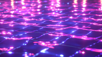 Poster - Close up view of a wooden table with decorative lights and subtle reflections in a cozy environment
