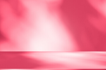 Poster - Wall interior background, studio and backdrops show products.with shadow from window color pink background for text insertion and presentation interior decoration	
