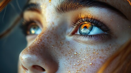 Poster - touched by his grace close up of a beautiful young woman looking up with tears in her eyes christian concept