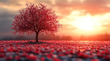 Poster - valentines day background with heart shaped tree