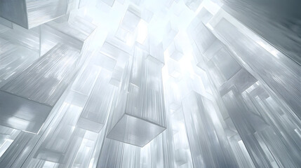 Poster - White wall featuring multiple squares of glass in various sizes and arrangements