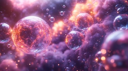 Aufkleber - vivid spheres exploding in a dynamic cosmic scene