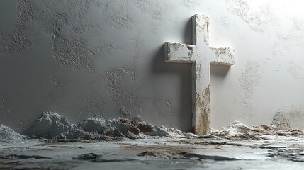 Aufkleber - white christian cross on a white wall