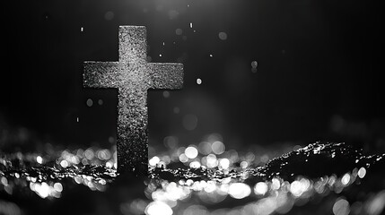 Aufkleber - white cross on a black background christianity and religion