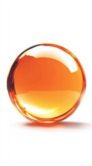 Poster - Bright Orange Sphere Reflecting Light on White Background