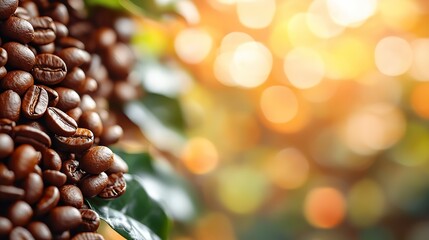 Aufkleber - world coffee day coffee beans falling on blurred background